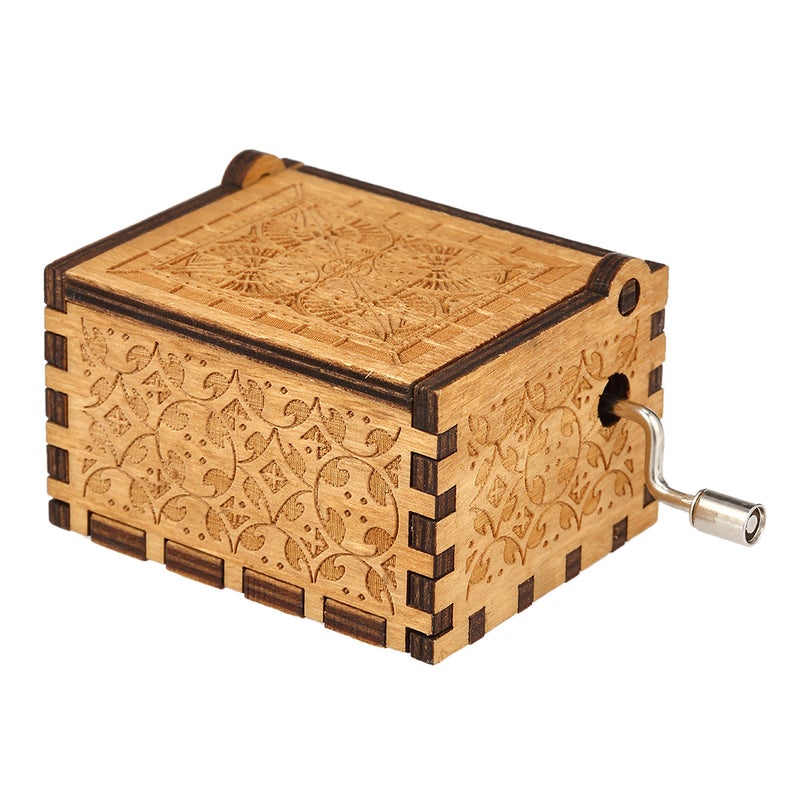 Vintage Wooden Theme Song Music Box Hand-operated Carved Engraving Music Case Creative Holiday Birthday Gifts for Kids - Image 2
