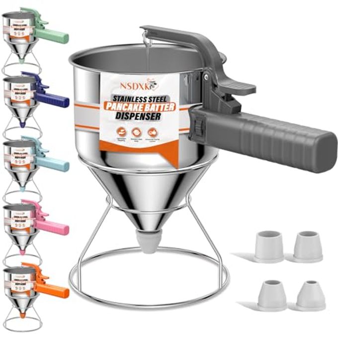 NSDXK 40oz Pancake Batter Dispenser, Stainless Steel Cake Dispenser with Stand, Great for Pancakes, Cupcake, Waffle or Any Baked Goods, Durable, Leak-Free, Space Gray - Image 4
