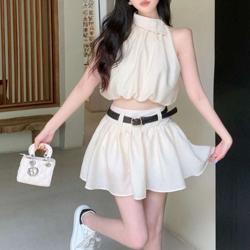 Women's 2-Piece Sleeveless Top and Pleated Skirt Set - Image 5