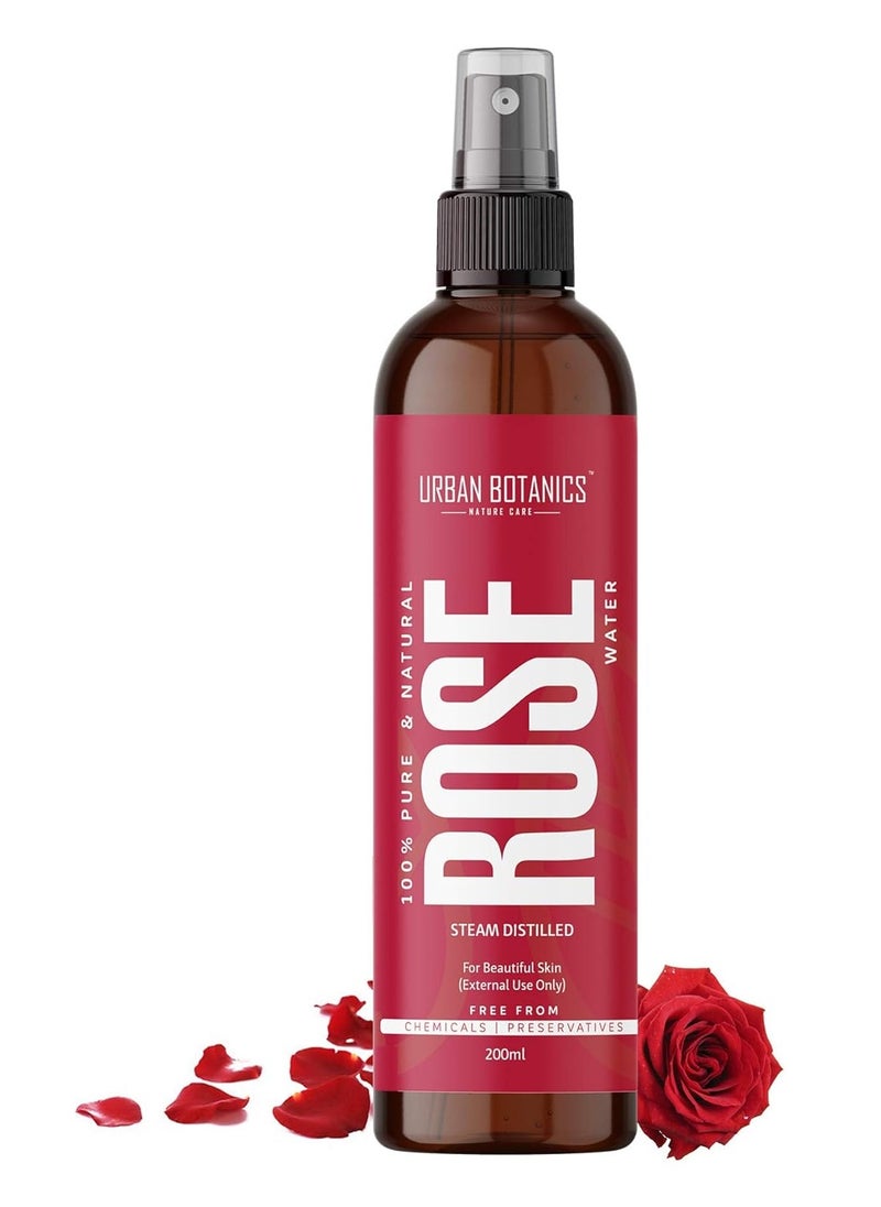 UrbanBotanics UrbanBotanics Steam Distilled Organic Chemical Free Pure and Natural Rose Water/Skin Toner (200ml )  - Image 1