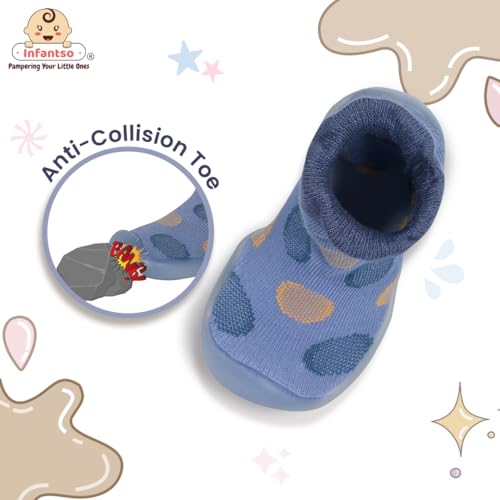 Infantso Polka Dot Anti-Skid Cotton Baby Socks Shoes with Lightweight Soft Sole for New Born 0-2 Years, Ankle Socks for Infants Shower Gifts, Walking Baby Sneakers 18-24 M - Image 5