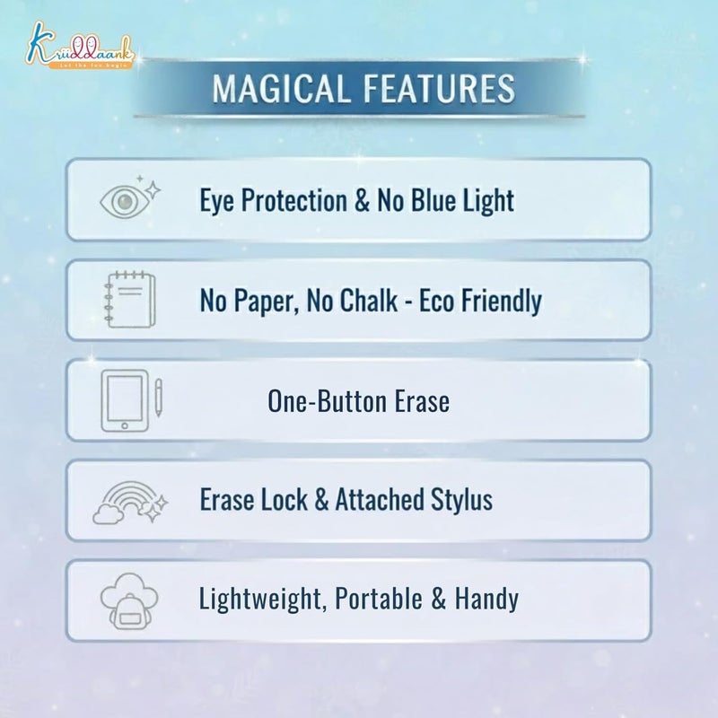 Kriiddaank Frozen LCD Tablet, 10.5 Inch Electronic Drawing Pad & Tablet for Kids, Rewritable LCD Board, Toddler Travel Slate for Girls, Birthday Gift for 3 4 5 6 7 8 9 Year, Frozen Theme Color - Image 4