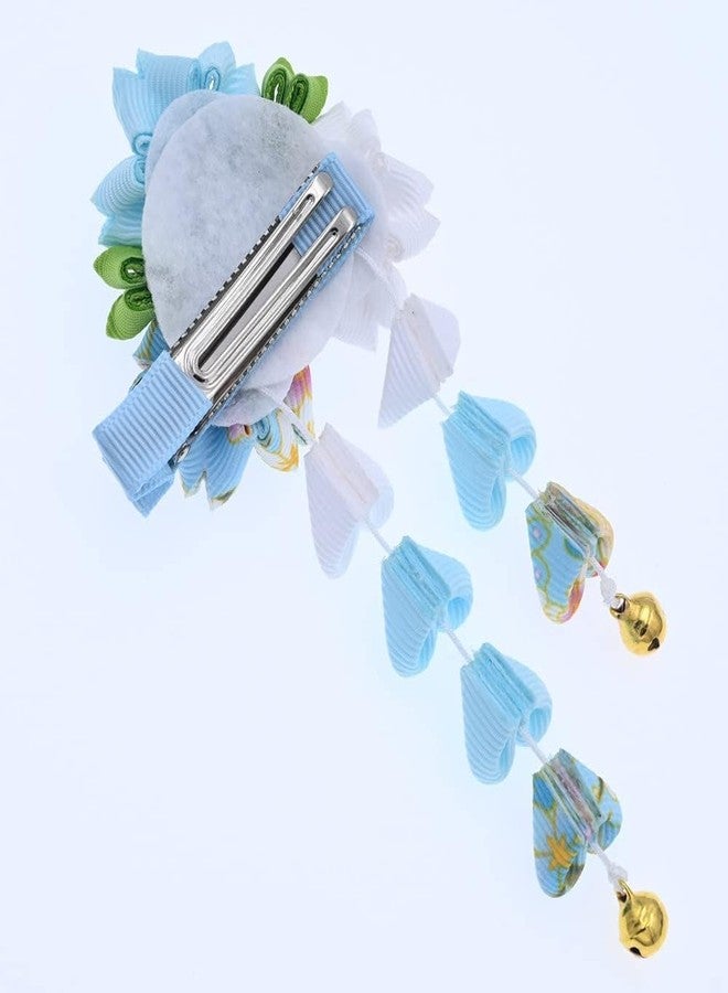 MIAO WU Japanese Classical Kimono Flower Tassel Hair Clip Headwear, Bridal Wedding Hanfu Cosplay Hairpin Hair Accessories Ornament Decor (Blue) - Image 5