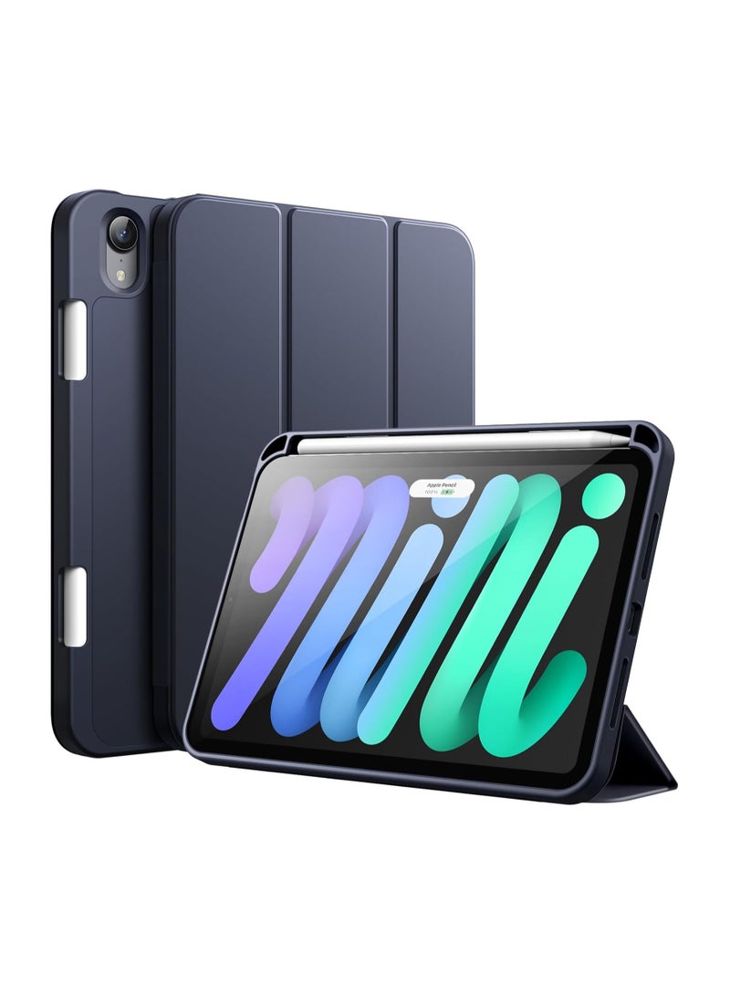 Raxoom iPad Mini 7 Case 2024 â€“ A17 Pro 8.3-Inch 7th Generation Case with Pencil Holder, Trifold Stand, and Soft TPU Back,Navy - Image 1