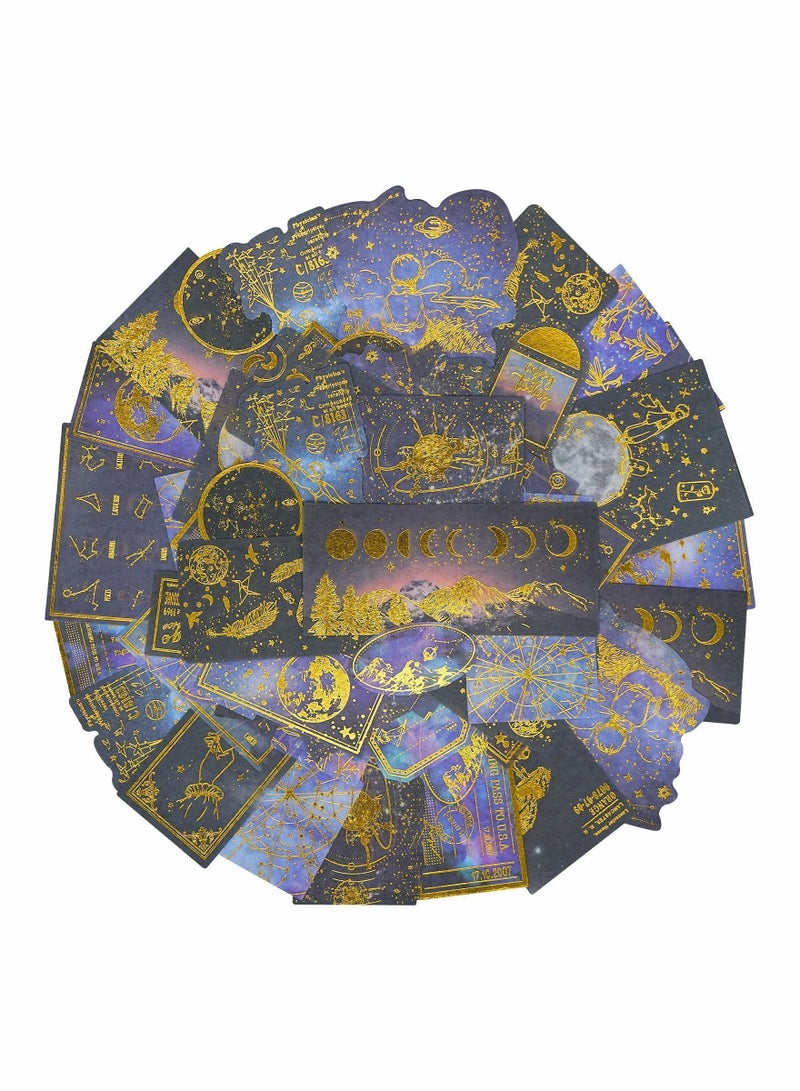 Y&D Black Gold Foil Stickers Set, Decorative Planet Moon Space Galaxy Astronomy Planner Sticker for Scrapbooking Journal DIY Art Crafts Album Calendars Notebook(60 Pieces)  - Image 1