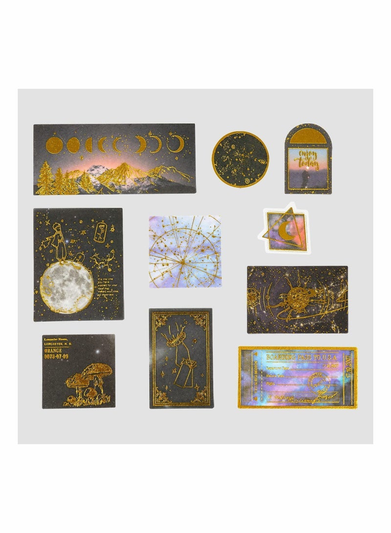 Y&D Black Gold Foil Stickers Set, Decorative Planet Moon Space Galaxy Astronomy Planner Sticker for Scrapbooking Journal DIY Art Crafts Album Calendars Notebook(60 Pieces)  - Image 3