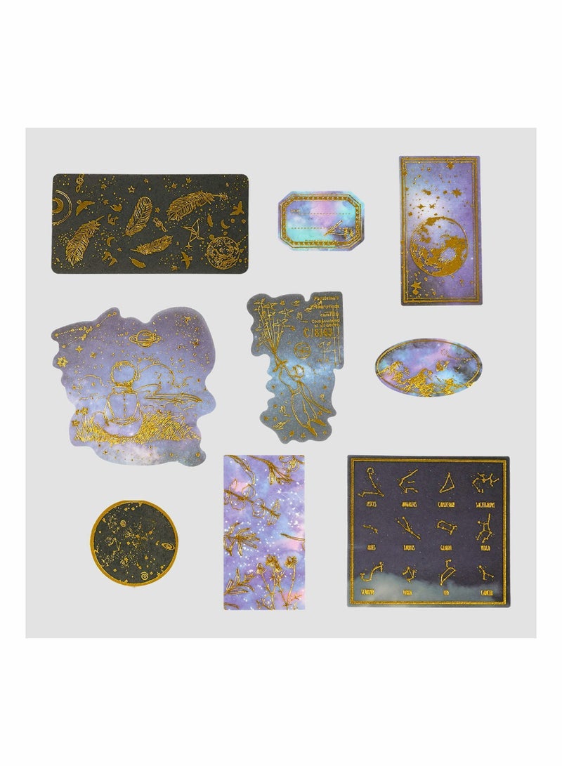 Y&D Black Gold Foil Stickers Set, Decorative Planet Moon Space Galaxy Astronomy Planner Sticker for Scrapbooking Journal DIY Art Crafts Album Calendars Notebook(60 Pieces)  - Image 2