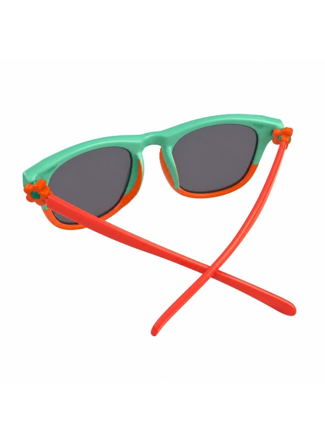 Atom baby sunglasses, K111-6, Polarized UV400 sunglasses for Boys, Age 3-10 shiny green and Red frame shiny orange temple smoke polarized lens - Image 2