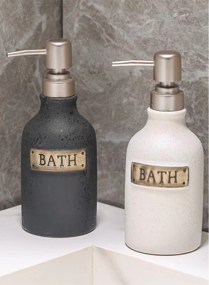 كوتيس 2 قطعة موزع صابون سائل سيراميك شامبو وغسول للجسم أسود / أبيض 20x7.5 سم - Image 2