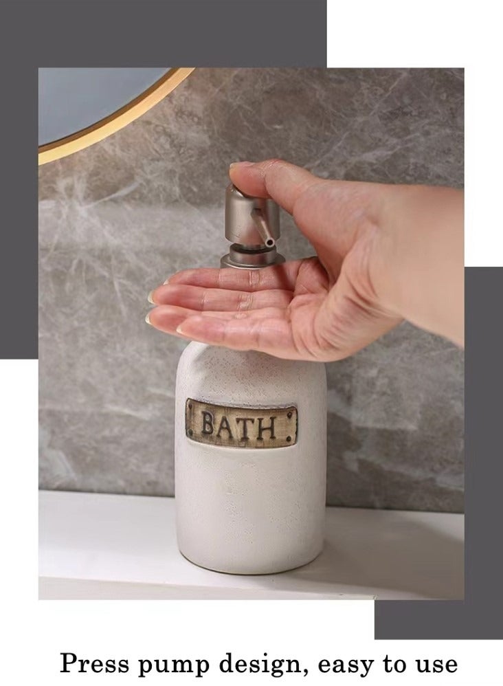 كوتيس 2 قطعة موزع صابون سائل سيراميك شامبو وغسول للجسم أسود / أبيض 20x7.5 سم - Image 3