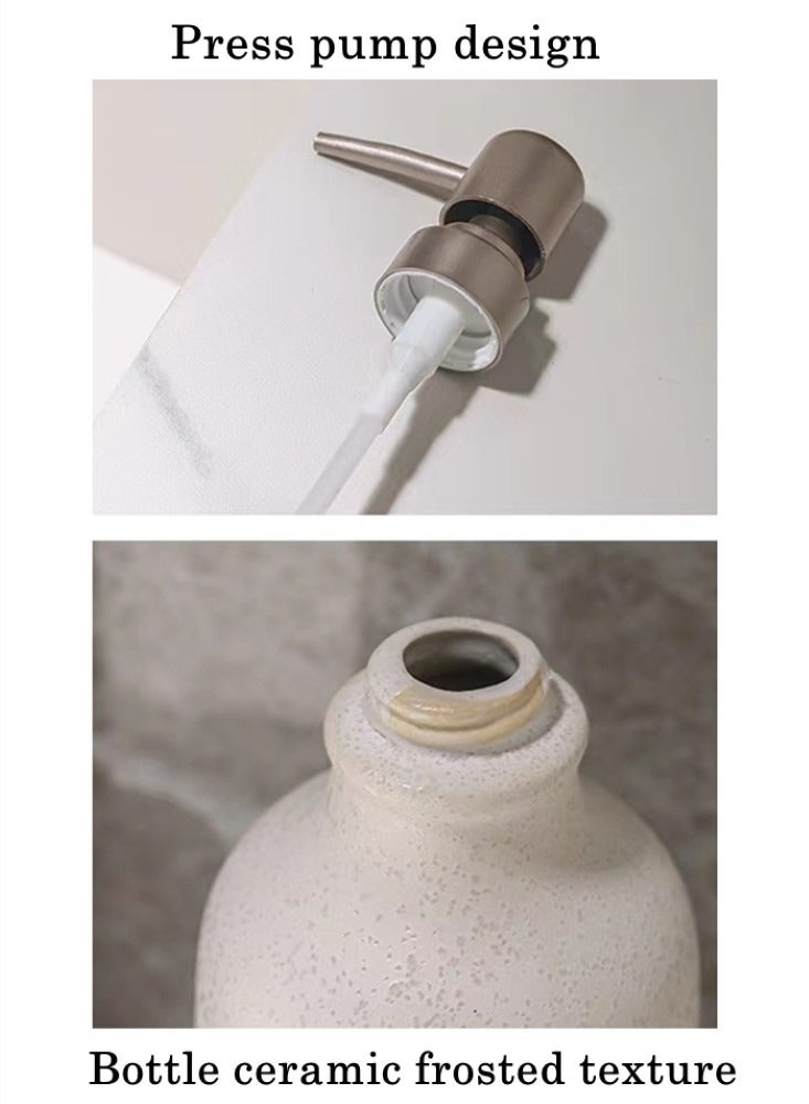 كوتيس 2 قطعة موزع صابون سائل سيراميك شامبو وغسول للجسم أسود / أبيض 20x7.5 سم - Image 4