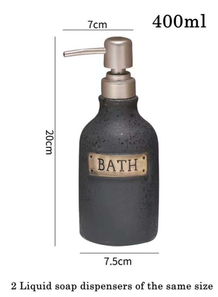 كوتيس 2 قطعة موزع صابون سائل سيراميك شامبو وغسول للجسم أسود / أبيض 20x7.5 سم - Image 5