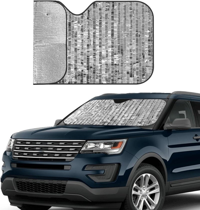 Silver Sequins Car Windshield Sun Shade, Keeps Interior Cool, Foldable Sun Visor Protector, Fits Cars Trucks SUVs Small - Image 3