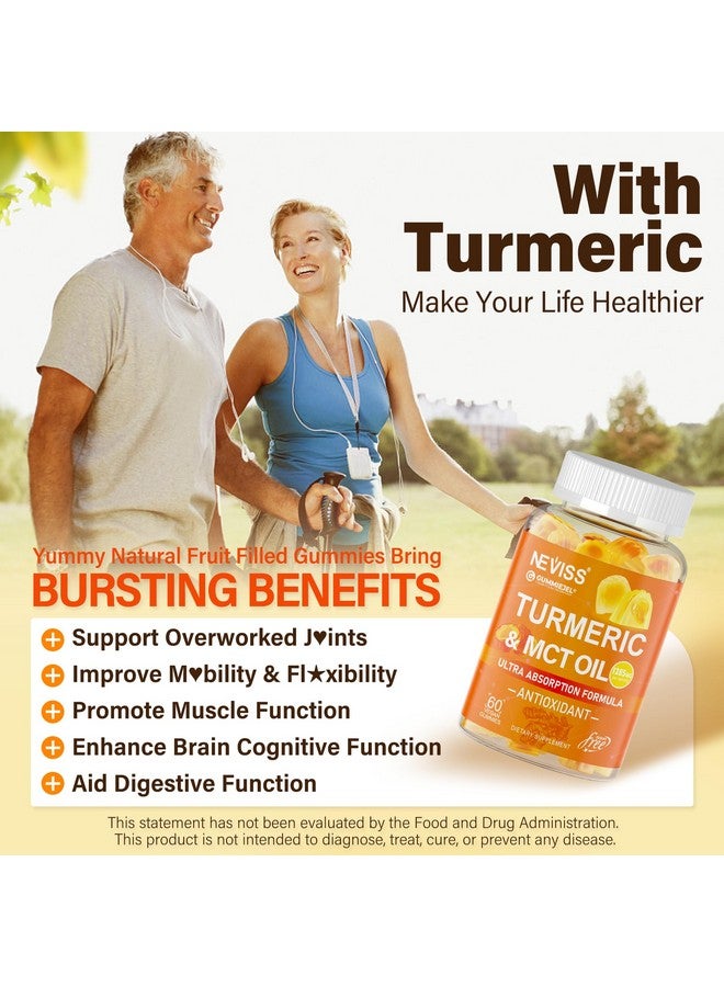NEVISS Turmeric Gummies 1000mg (Made in USA) w/MCT Oil C8 C10, Organic Antioxidant, Turmeric Curcumin Supplement with Black Pepper Extract, Support Comfort, Boost Energy, Ultra Absorption, Sugar Free, 60 Cts - Image 5