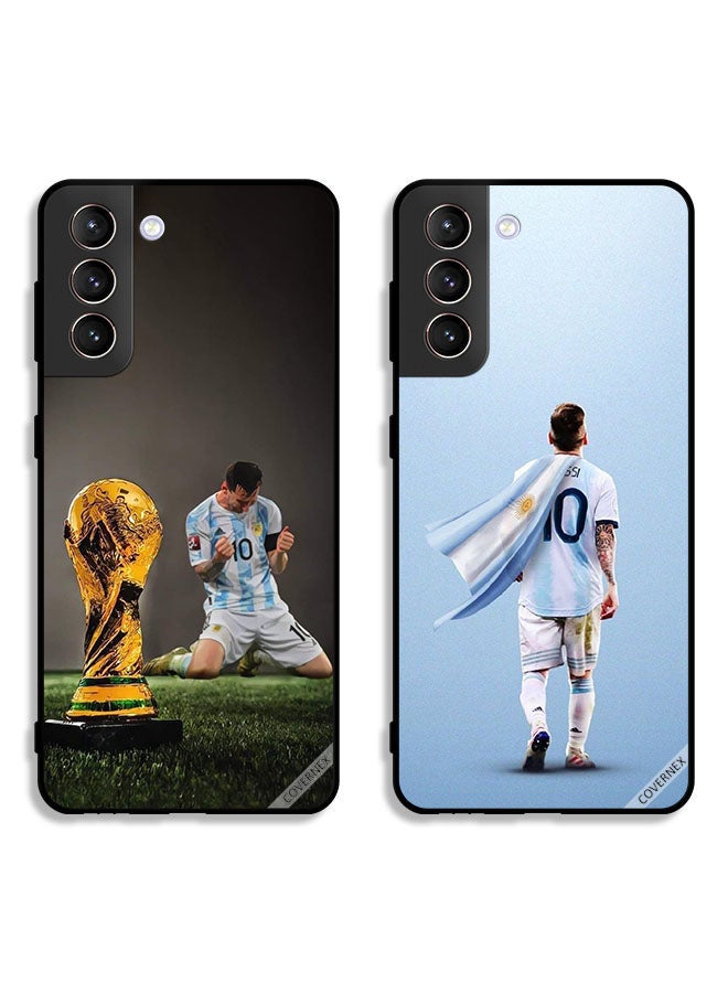 Covernex Two Cases For Samsung Galaxy S21 FE 5G Protective Covers Leo Messi and FIFA Trophy - Image 1