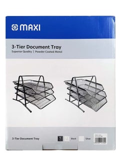 Maxi 3-Tier Document Tray Metal Mesh Black Color  - Image 2