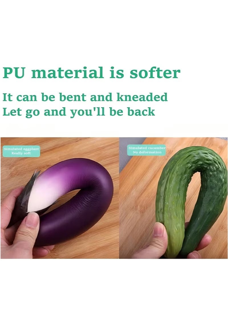 2 PCS Lifelike Soft PU Cucumber&Eggplant, Cabinet Food Display Decorative Vegetable Model, Vegetable Home Kitchen House Table Show - Image 3