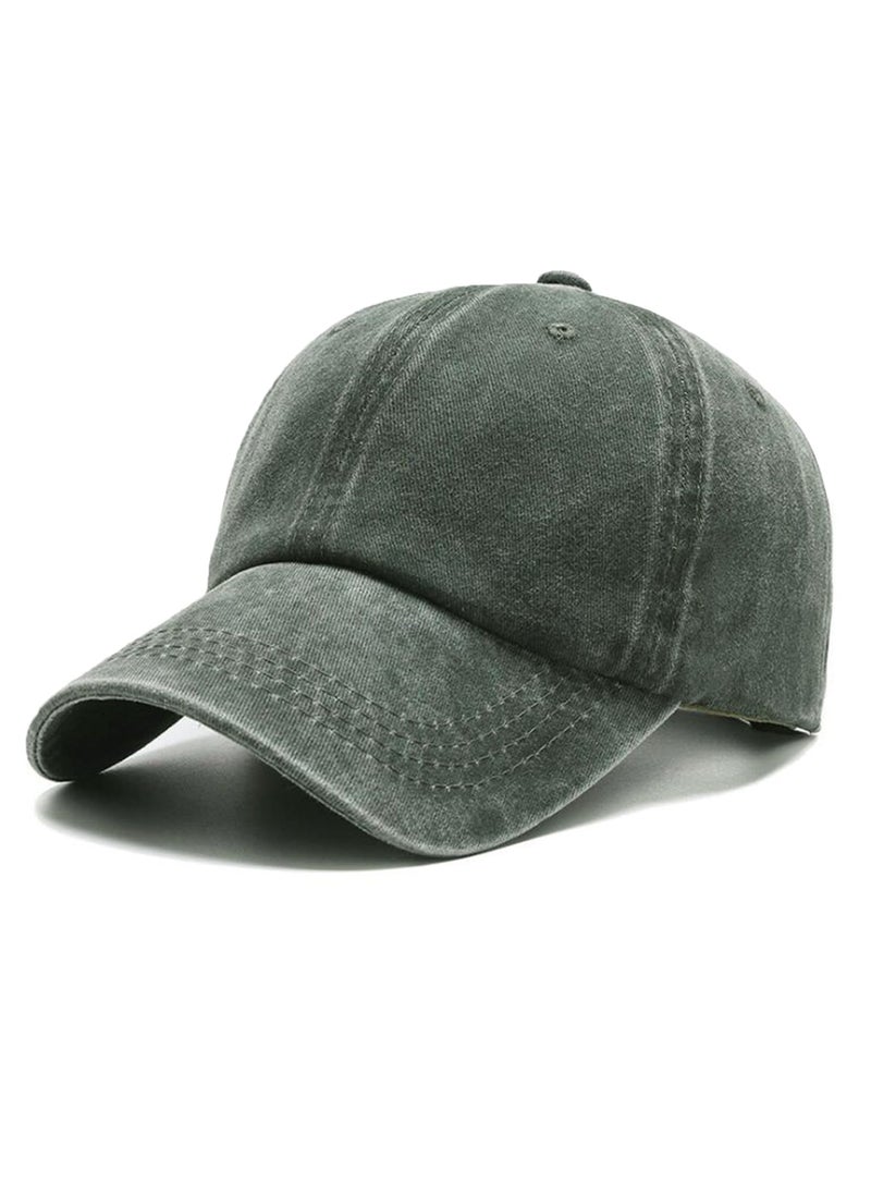 THIRTYTWO Baseball Cap Golf Dad Hat Adjustable 100% Cotton Fits Men Washed Denim Adjustable Dad Hat Plain Cap Men Women(WASHED GREEN) 