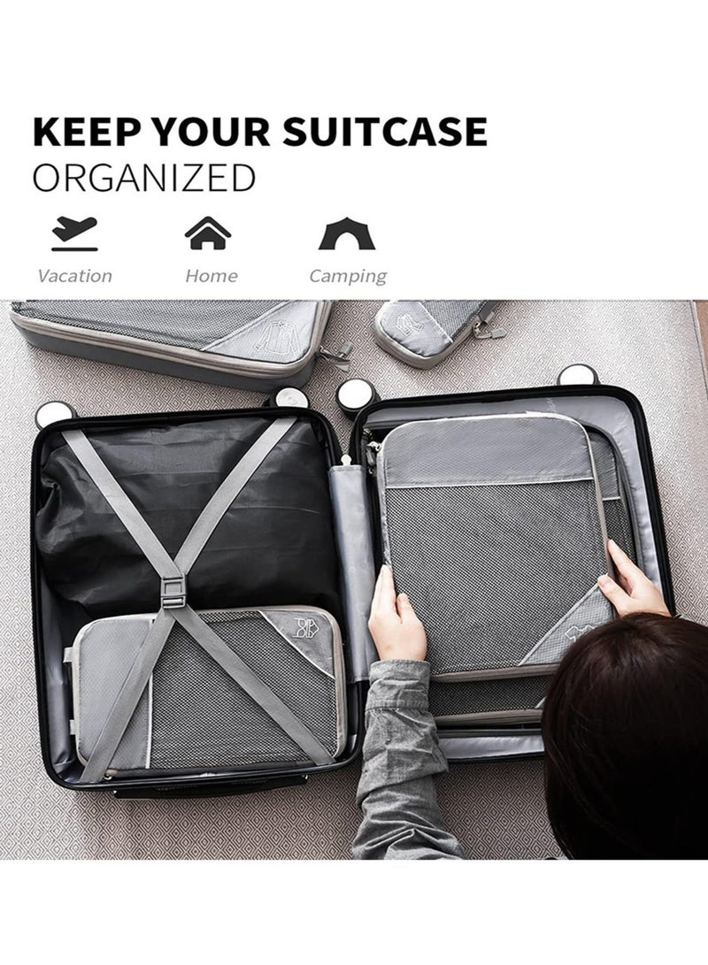 6-Piece Travel Packing Organizer Set – Luggage Cubes, Packing Cubes, Shoe Bags, Toiletry Pouches, Clothes & Underwear Storage, Wrinkle-Free, Beige - Image 2