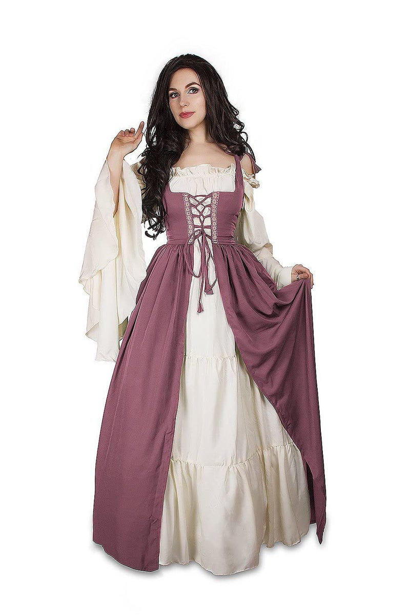 Costume European and American Medieval Renaissance cosplay Cosplay Long Dress Costume plus size Costume Pink