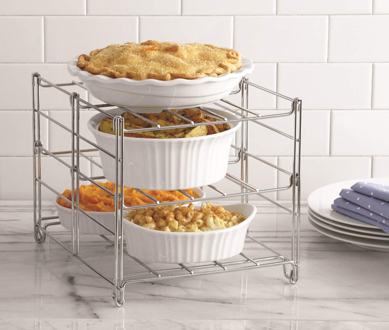Nifty 3Tier Oven Rack  NonStick Dishwasher Safe Use for Cooking Casseroles Compact Collapsible Kitchen Storage ChromePlated Steel Construction