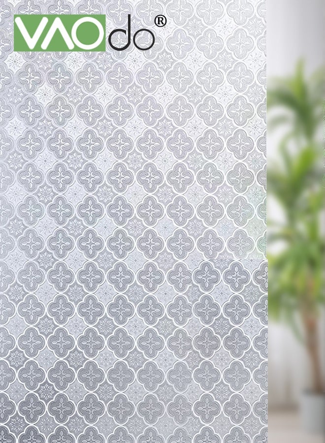 فاو دو فيلم النافذة ثلاثي الأبعاد، لا توجد خصوصية لاصقة للزجاج، خصوصية النافذة، فيلم نافذة زجاج ملون مزخرف، فيلم خصوصية لاصق ثابت للنوافذ قابل للإزالة للأبواب الزجاجية يحجب الحرارة والأشعة فوق البنفسجية 80*300 سم - Image 1