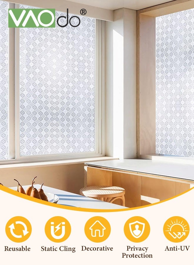 فاو دو فيلم النافذة ثلاثي الأبعاد، لا توجد خصوصية لاصقة للزجاج، خصوصية النافذة، فيلم نافذة زجاج ملون مزخرف، فيلم خصوصية لاصق ثابت للنوافذ قابل للإزالة للأبواب الزجاجية يحجب الحرارة والأشعة فوق البنفسجية 80*300 سم - Image 2