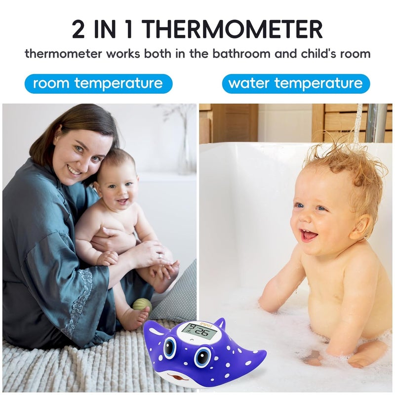 bh Baby Bath Thermometer  Instant Read Digital Thermometer for Infant Bathtub and Room Measure Newborn Water Temperature Safe Toddlers Tub Time Floating Toy  Manta Ray - Image 4