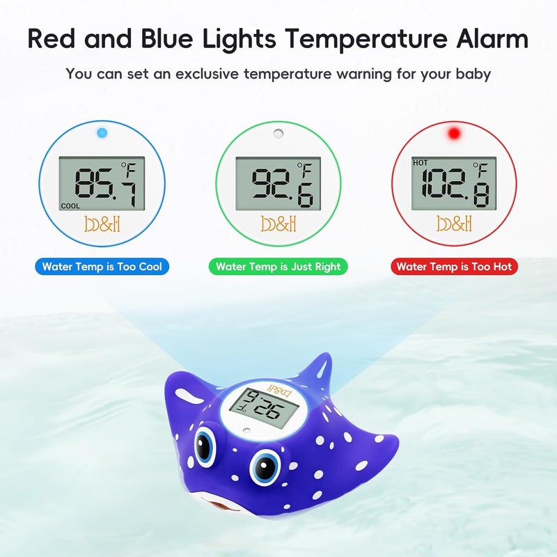 bh Baby Bath Thermometer  Instant Read Digital Thermometer for Infant Bathtub and Room Measure Newborn Water Temperature Safe Toddlers Tub Time Floating Toy  Manta Ray - Image 3
