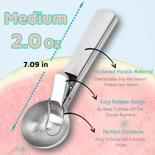 SBA PRIME Advanced Ice Cream Scoop with Easy Release - Stainless Steel, Durable, Ergonomic Handle, Perfect for Ice Cream, Gelato, Sundae, Dishwasher Safe (Silver) (Medium) - Image 3