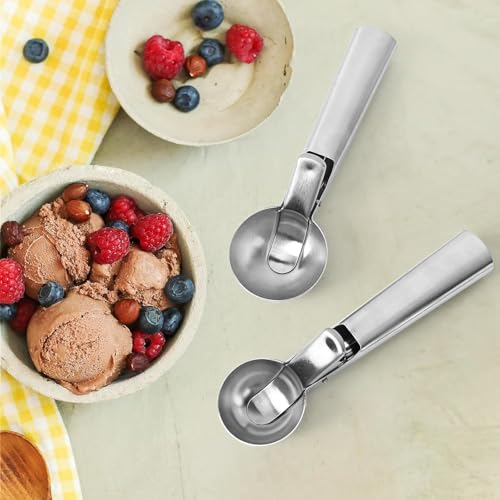 SBA PRIME Advanced Ice Cream Scoop with Easy Release - Stainless Steel, Durable, Ergonomic Handle, Perfect for Ice Cream, Gelato, Sundae, Dishwasher Safe (Silver) (Medium) - Image 2