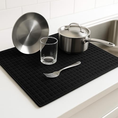 AERYS 38 x 51 cm Dish Dry Mat | Microfiber Home Drying Reversible Mat | Kitchen Absorbent Mats for Kitchen, Home, Office and Laundry | (1, 38 x 51 cm) - Image 1