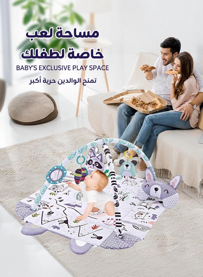 Aurlar 8-in-1 Baby Gym Play Mat with Foldable Fence & Ball Pit, Tummy Time Mat, 18 Balls, Self-Discovery Mirror, Sensory Toys & Pillow, Large Washable Activity Play Mat for Newborns 0-18 Months - Image 5
