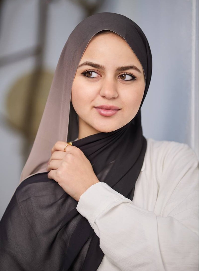 طرحة كريب شيفون ديجيتال طويلة - متعددة الألوان ديجراديه - Image 3