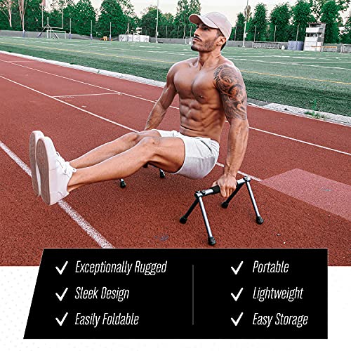 WITHGEAR Folding Push Up Bar Hawk Blue | Portable Outdoor Bar & Home Workout Equipment | Duralumin Metal Dip Bar & Pushup Handles | Dip Bars for Strength Training | Lightweight Metal Bar - Image 2