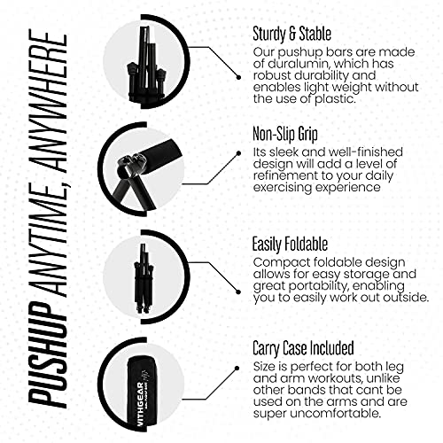 WITHGEAR Folding Push Up Bar Hawk Blue | Portable Outdoor Bar & Home Workout Equipment | Duralumin Metal Dip Bar & Pushup Handles | Dip Bars for Strength Training | Lightweight Metal Bar - Image 5