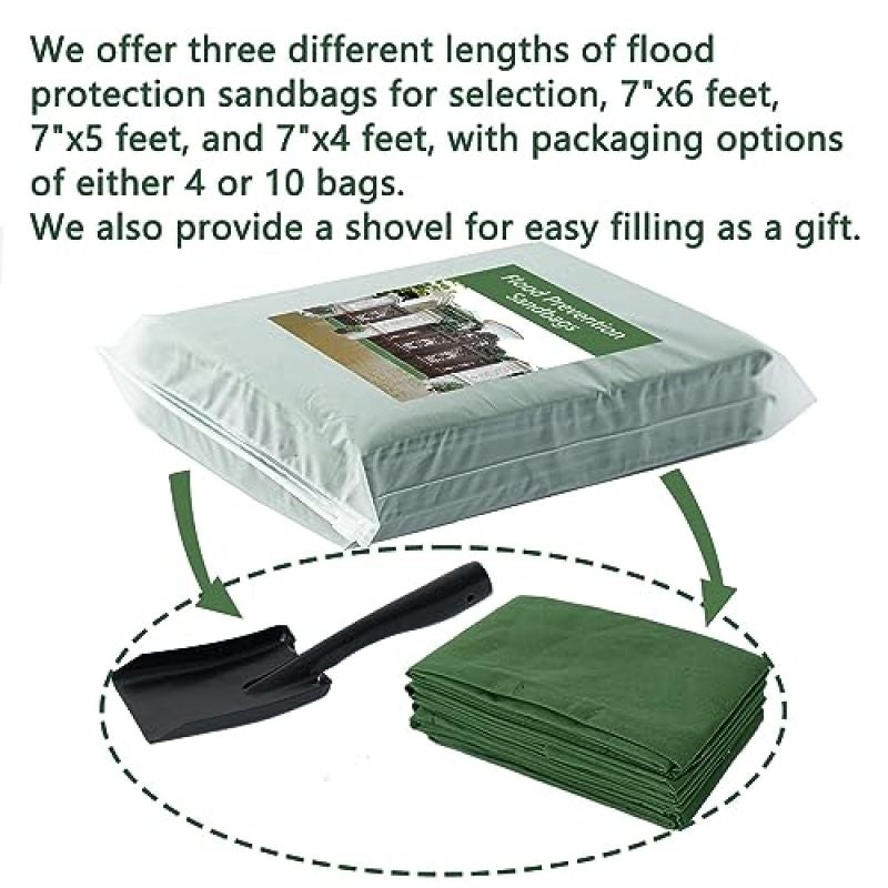 Flood Prevention Sandbags 120x19cm Reusable Water Barrier - Green Sandless Sandbags for Indoor Outdoor Flood Protection - Image 2