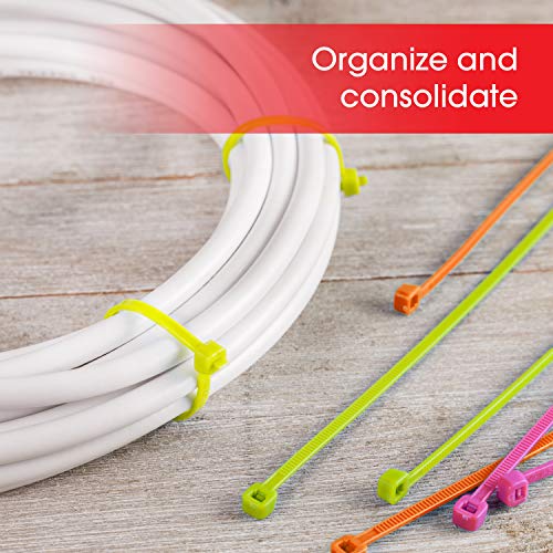 Power Gear 8-Inch Zip Ties, 100 Pack, Durable Nylon, Self-Locking, 40 Lbs. Tensile Strength, 1 7/8 Inch Maximum Diameter, Assorted Neon, 50296 - Image 5