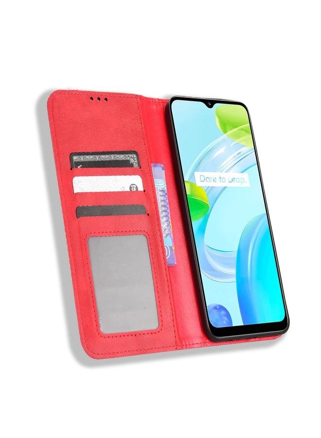 اس-توب جراب لهاتف Realme C30 4G جراب هاتف جلدي بمشبك مغناطيسي بتصميم كلاسيكي - Image 3