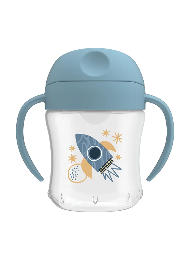 Dr. Brown’s 6 oz/180 ml Soft-Spout Transition Cup w/ Handles - Blue Deco (6m+), 1-Pack