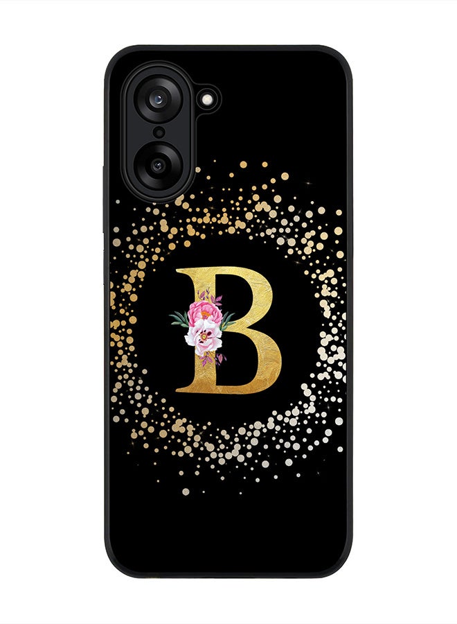 Stylizedd For OnePlus Nord CE5 / Ace 5 Racing Case,Slim fit Camera Protection, Shockproof Thin Phone cover  - Custom Monogram Floral - B ( Black )