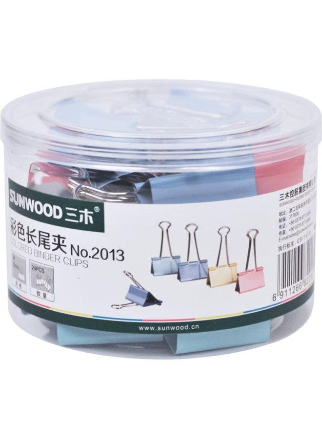 Sunwood 32Mm Colorful Binder Clips/Metal Paper Clips/Bill Clips/Long Tail Clips, Office Supplies, 24 Pieces/Tube, 2013 - Image 3