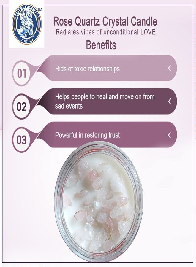 108 ELEMENTS 108 ELEMENST Soy Candles with Healing Crystals, Citrine, Rose Quartz, Amethyst Crystal, Tiger Eye Crystal with White Sage. (Rose Quartz Crystal Candles) - Image 2