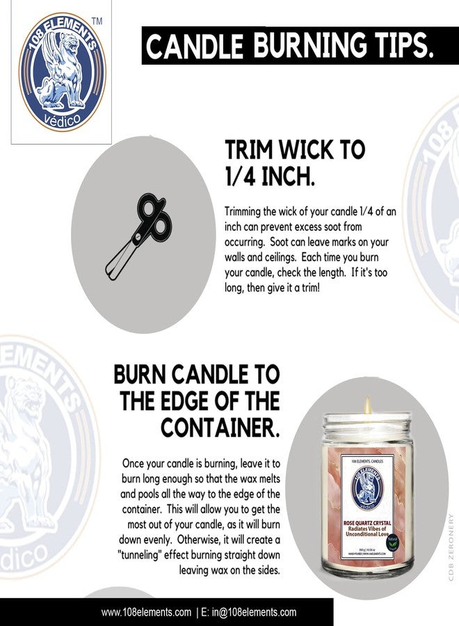 108 ELEMENTS 108 ELEMENST Soy Candles with Healing Crystals, Citrine, Rose Quartz, Amethyst Crystal, Tiger Eye Crystal with White Sage. (Rose Quartz Crystal Candles) - Image 4