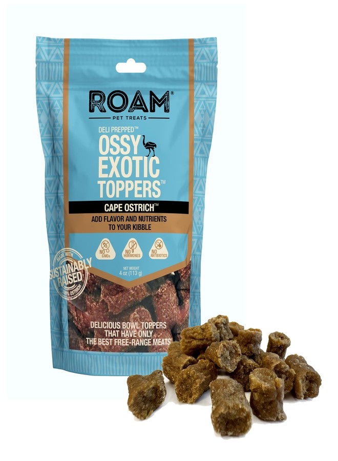ROAM Pet Treats Ossy Exotic Dog Topper - Single Protein, Sustainably Raised Ostrich Meat Dog Food Topper - Non-GMO Ostrich Dog Treat 4 Ounce - Image 1