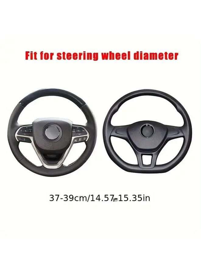 Black Daisy Pattern Steering Wheel Cover Universal Fit 14 57in To 15 35in Comfort Grip - Image 2