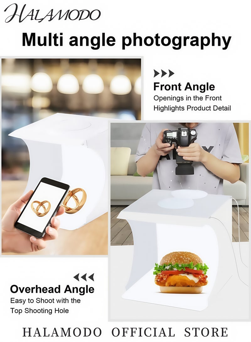 Portable Mini LED Photography Light Box Foldable Photo Studio Kit with 20 LED Lights and USB Power for Product Photography - Image 2