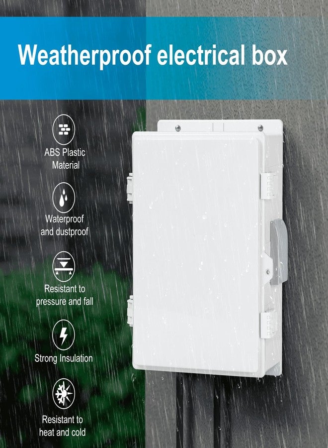 CQENPR Outdoor Waterproof Electrical Junction Box, ABS Water Resistant Enclosure with Internal Mounting Panel & Hinged Cover (15.7" H* 11" L* 5.9" W) - Image 2