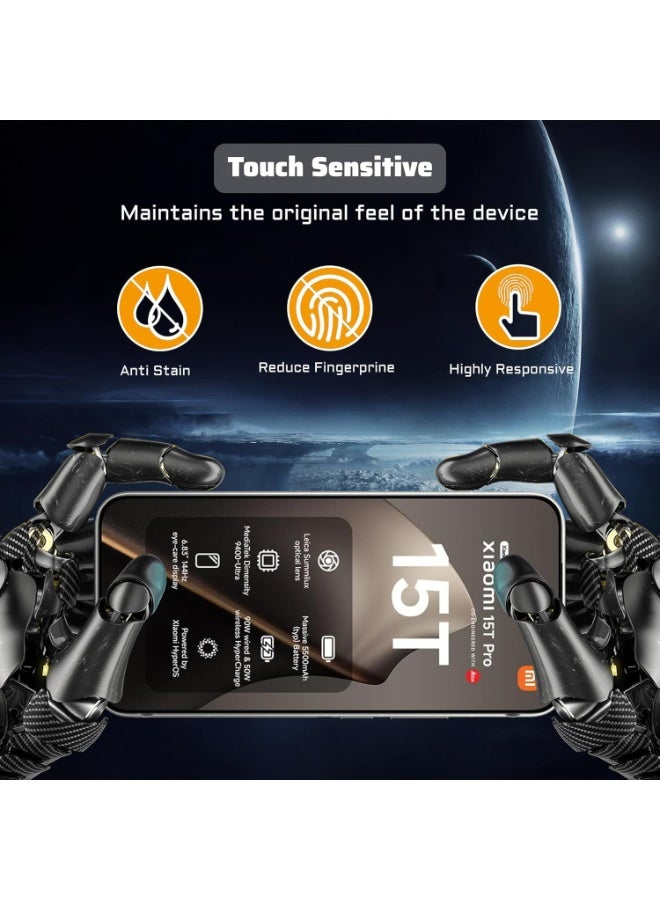 Muzz Screen Protector Designed for Redmi Full Glue Bubble Free Anti-Scratch Anti-Fingerprint 9H Hardness 3D Curved Edge Tempered Glass Screen Protector for Xiaomi 15T - Image 3