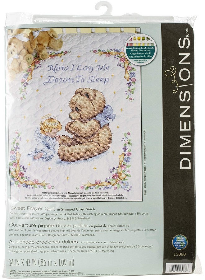 Dimensions Stamped Cross Stitch Sweet Prayer Diy Baby Quilt Kit 34'' X 43'' - Image 1
